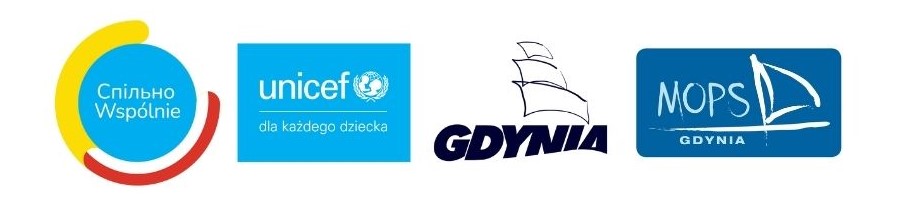 Zdjęcie: Logotypy UNICEF, miasta Gdynia i MOPS w Gdyni