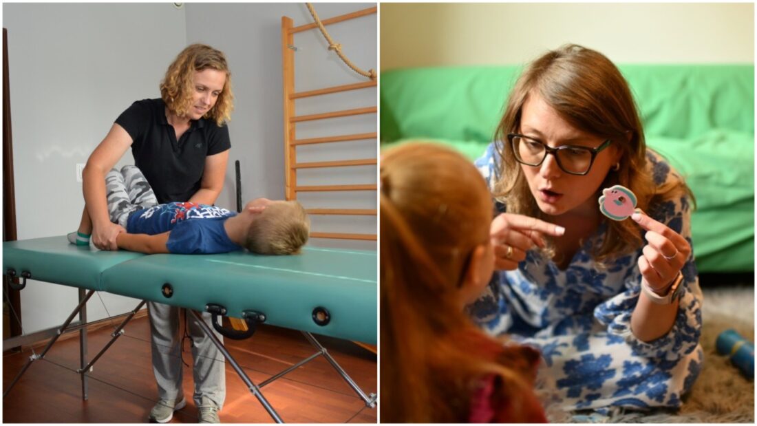 Zdjęcie: Oprócz działań diagnostycznych i szkoleniowych centrum realizuje specjalistyczne zajęcia rehabilitacyjne i terapeutyczne dla dzieci. Na zdjęciu Agnieszka Irzykowska i Paulina Tarkowska - odpowiednio fizjoterapeutka i neurologopeda GCDiT FASD.